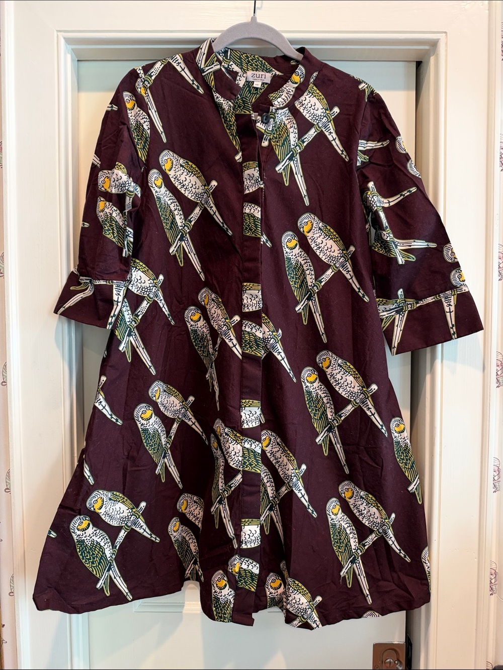 Zuri Kenya Black Parrot Print Dress